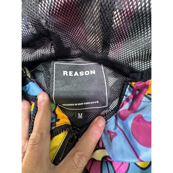 Reason Brand Half Zip Anorak Bright Flower Power Mesh Lined Windbreaker M - Picture 5 of 12